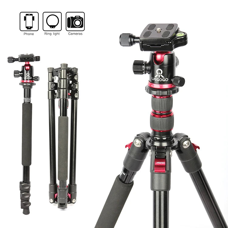 UEGOGO C11 Lightweight Portable Aluminum Tripod Monopod Ball Head Stand for DSLR Camera & Mobile Phone