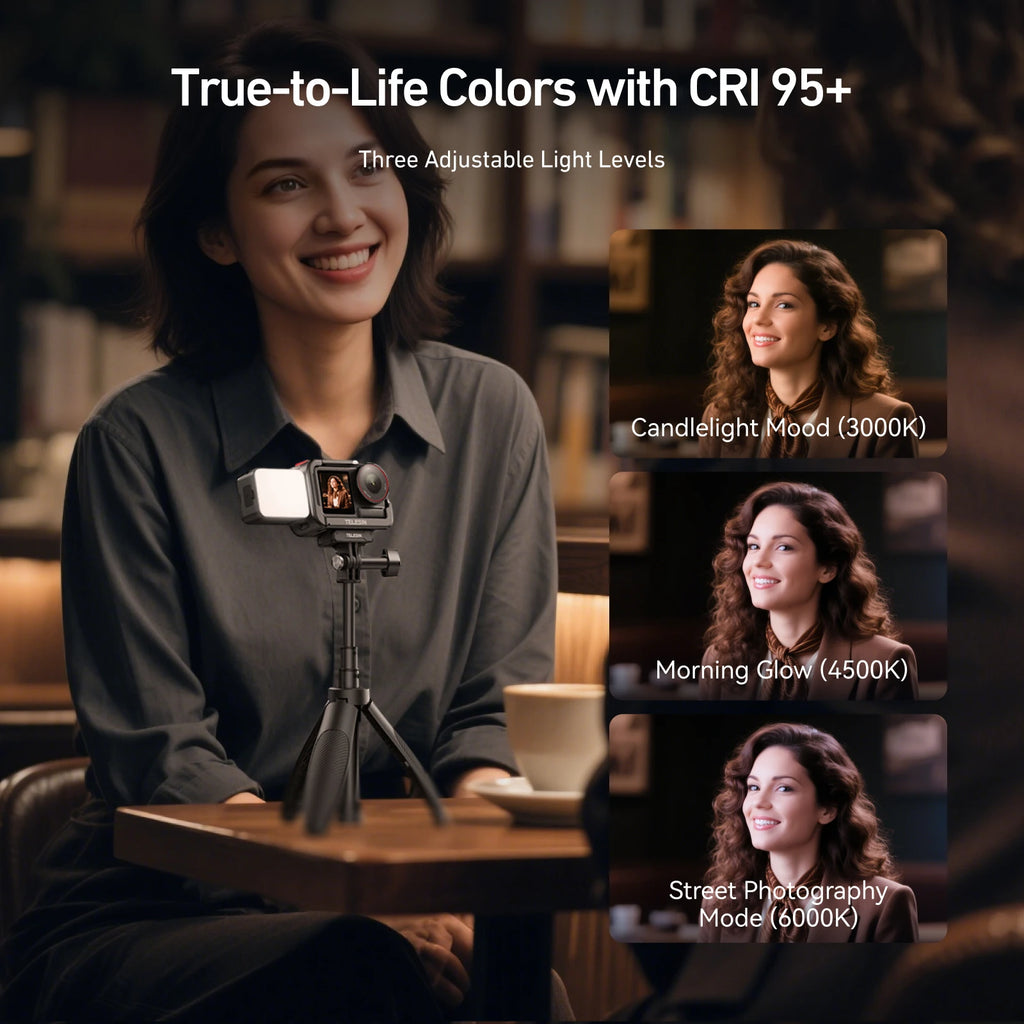 TELESIN Quick Release Fill Light Mini Waterproof Selfie Light For DJI OSMO Action 2 3 4 5pro Mini Selfie Light For Action Camera