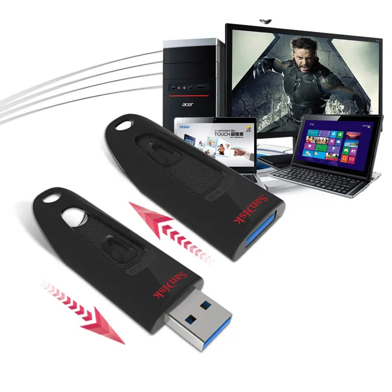 SanDisk Ultra USB3.0 Flash Drive 256GB 128GB 64GB Flashdisk 32G 512GB USB 3.0 Pen Drive 130MB/s USB Stick for PC/Notebook U Disk