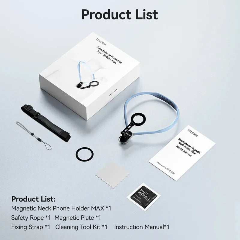 TELESIN Magnetic Neck Mount Silicone Quick Release Mobile Phone Hold For iPhone 15 14 13 12 11 10 Android And iOS Phone Holder