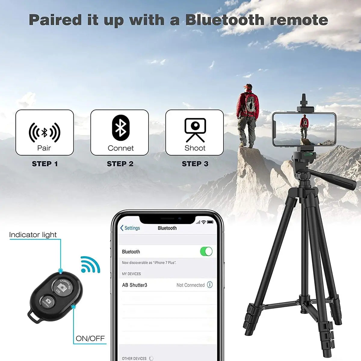 Tripod For Phone 102cm Video Recording Phone Tripod Stand with Bluetooth Remote Universal Camera Phone Photography Holder Stand