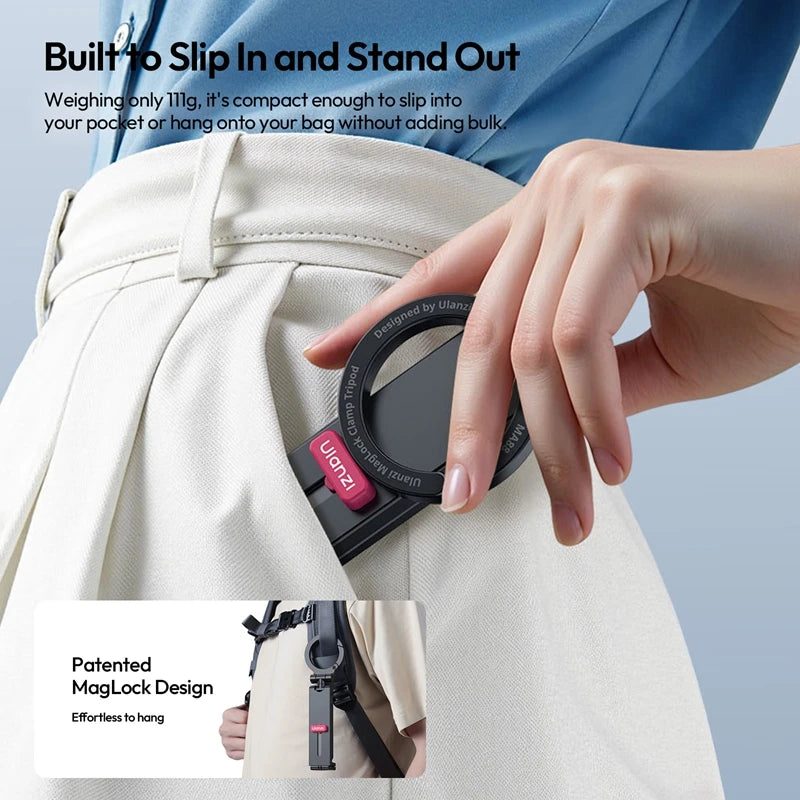 Ulanzi MA88 MagLock Phone Holder Mount 3-in-1 Desktop Tripod Handheld Selfie Stick Magnetic Hold for Travel Cooking Vlog Shots