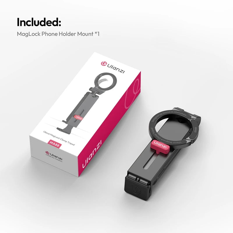 Ulanzi MA88 MagLock Phone Holder Mount 3-in-1 Desktop Tripod Handheld Selfie Stick Magnetic Hold for Travel Cooking Vlog Shots