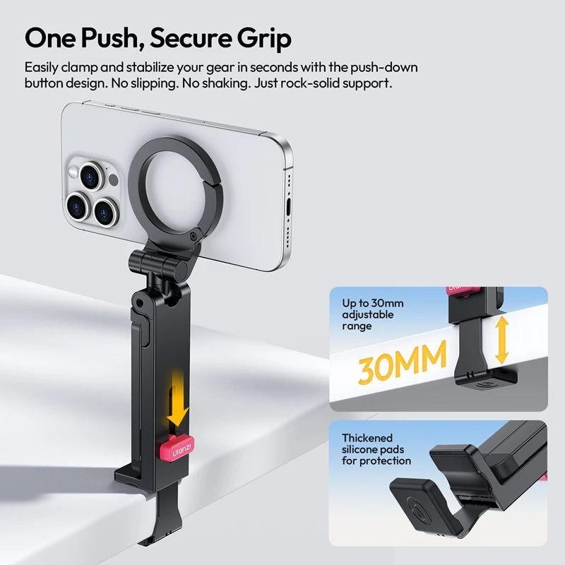 Ulanzi MA88 MagLock Phone Holder Mount 3-in-1 Desktop Tripod Handheld Selfie Stick Magnetic Hold for Travel Cooking Vlog Shots