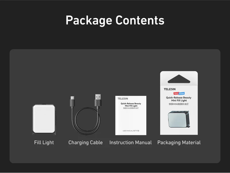 TELESIN Quick Release Fill Light Mini Waterproof Selfie Light For DJI OSMO Action 2 3 4 5pro Mini Selfie Light For Action Camera